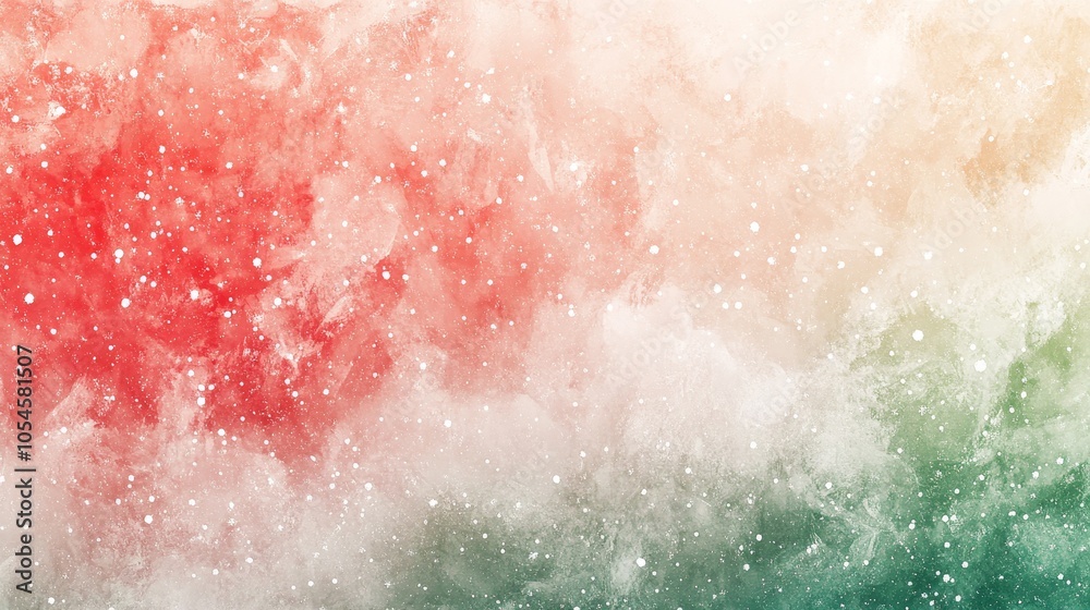 A soft, abstract background featuring a gradient of red, pink, and green hues with white speckles, ideal for copy space A soft, abstract background featuring a gradient of red, pink, and green hues with white speckles, ideal for copy space
