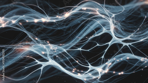 Abstract illustration of interconnected neural networks, featuring luminous threads against a dark background, evoking a sense of depth and complexity.