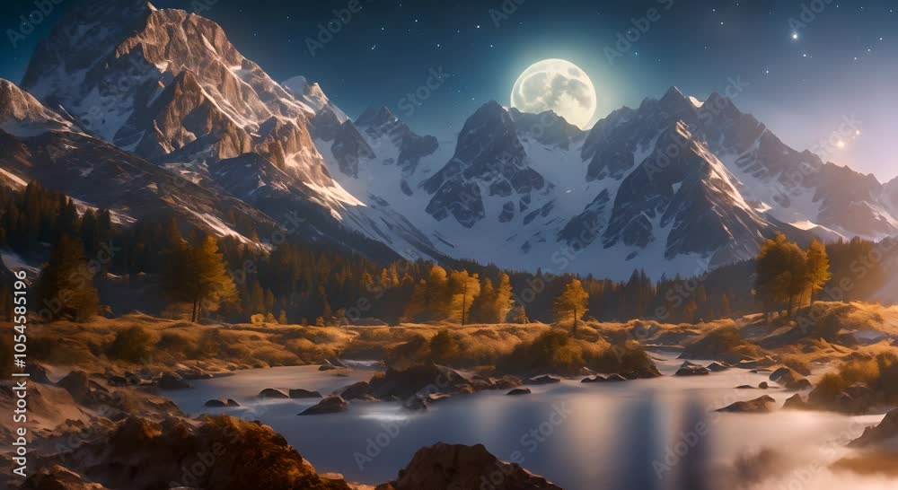 Natural scenery in the mountains when the moonlight shines 4K Natural scenery in the mountains when the moonlight shines 4K