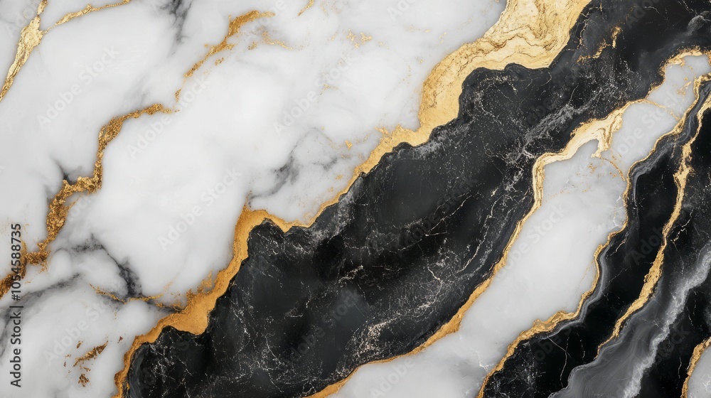 Obraz premium Elegant Black and White Marble with Golden Veins Texture