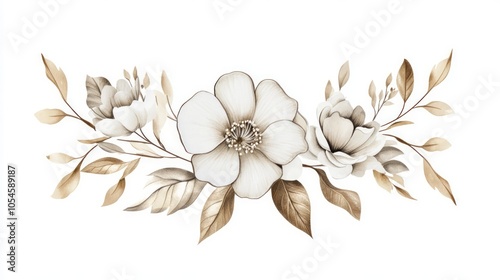 Elegant White Floral Arrangement with Leaves
