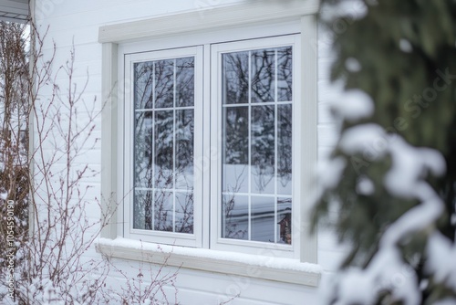 Casement Window in Winter, Exterior View	