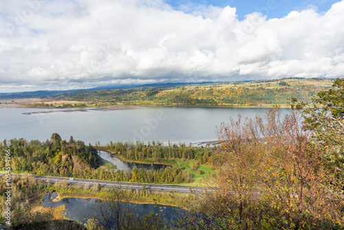 Columbia River view from above in autumn photo