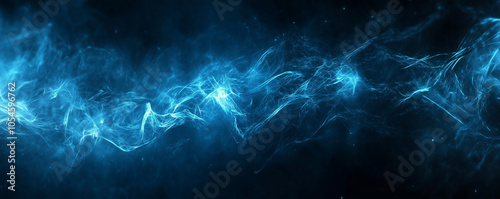 Blue light currents swirl in dark space, creating a captivating, futuristic wallpaper. Perfect for tech and science visuals, adding energy and mystery to any design background.