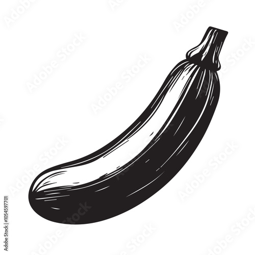Zucchini in cartoon, doodle style . Image for t-shirt, web, mobile apps and ui. Isolated 2d vector illustration in logo, icon, sketch style, Eps 10, black and white. AI Generative