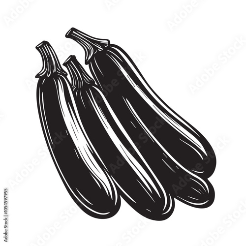 Zucchini in cartoon, doodle style . Image for t-shirt, web, mobile apps and ui. Isolated 2d vector illustration in logo, icon, sketch style, Eps 10, black and white. AI Generative