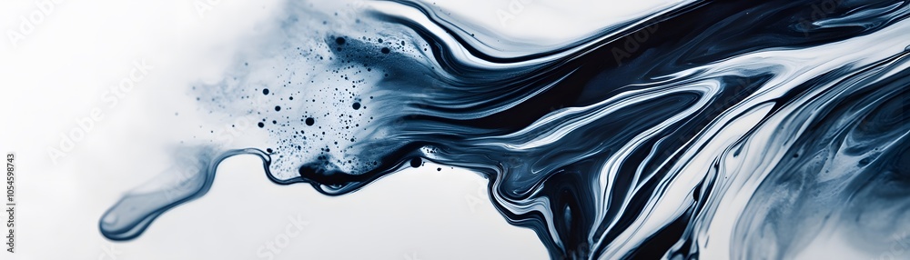 Fototapeta premium Abstract Swirling Blue and White Paint Texture