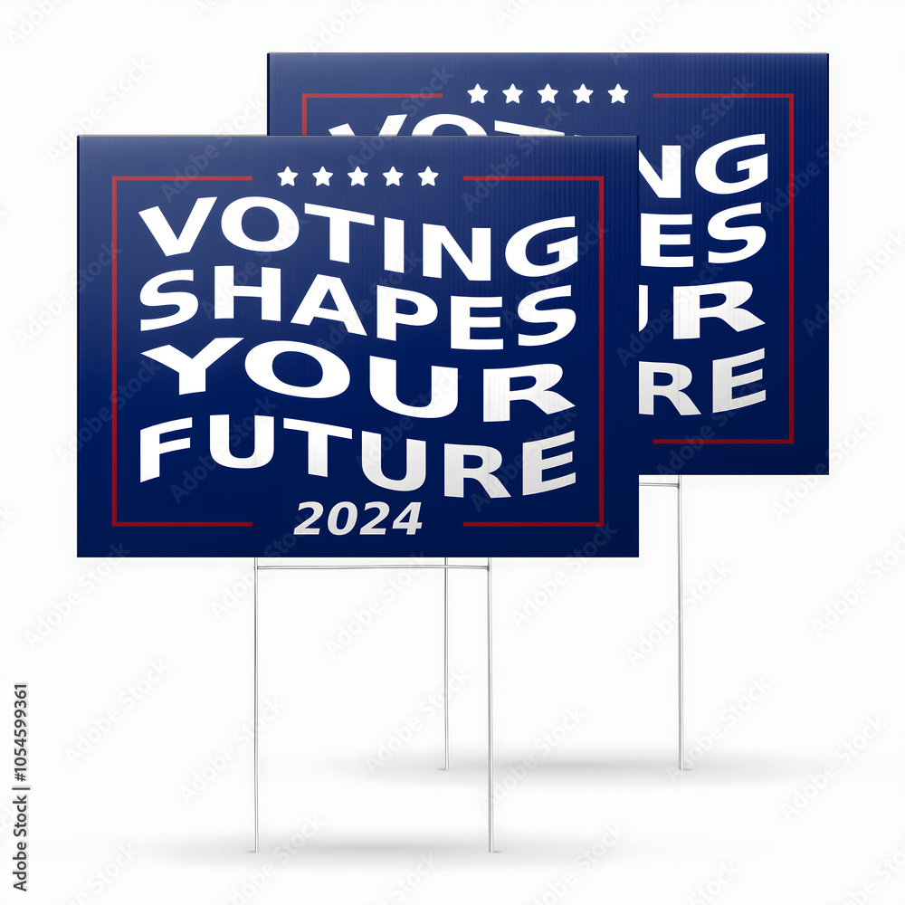 Fototapeta premium Double Yard Signs Voting Shapes Your Future 2024 Motivational Campaign Display 