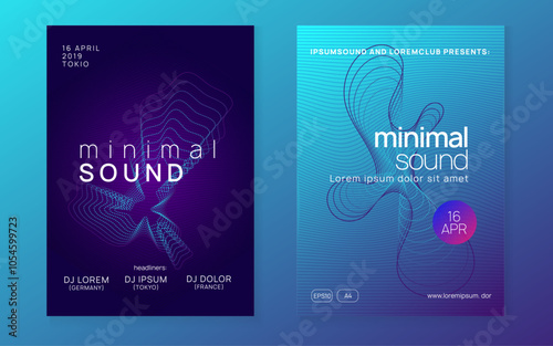 Dj Flyer. Night Club Poster. Green Techno Design. Discotheque Electro Graphic. Trance Vector. Nightclub Disco Invitation. Violet Sound Event. Pink Dj Flyer
