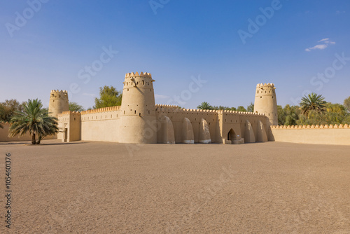 Scenic views of Al-Jahili Fort in Al Ain, Abu Dhabi, United Arab Emirates