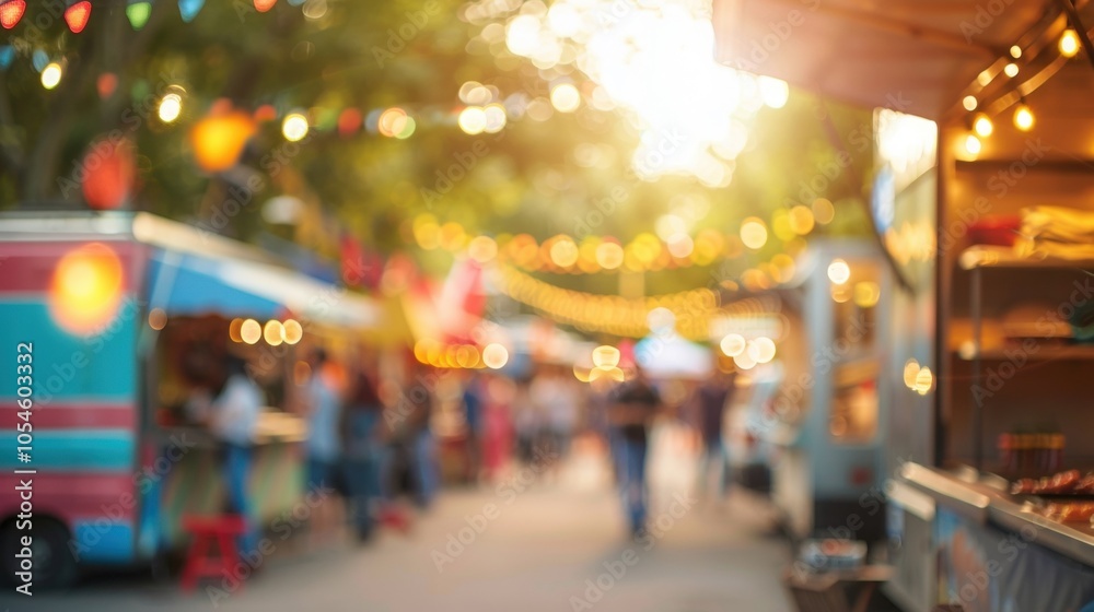 Hazy food trucks and their delicious scents tempt visitors at the harvest festival.