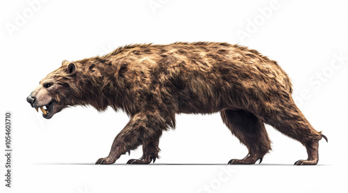 Andrewsarchus Realistic on White Background: Marvel at the Imposing Presence of a Prehistoric Mammalian Predator from the Eocene Epoch photo