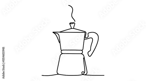 One continuous line illustration of a coffee maker, isolated on white background.