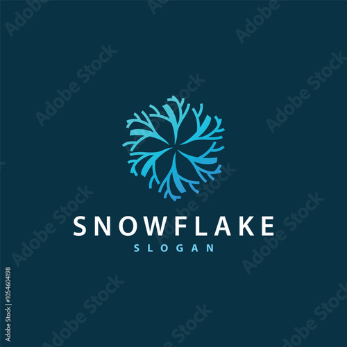 Snowflake Logo, Winter Season Design Frozen Ice Simple Model for Products and Technology