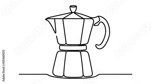 One continuous line illustration of a coffee maker, isolated on white background.