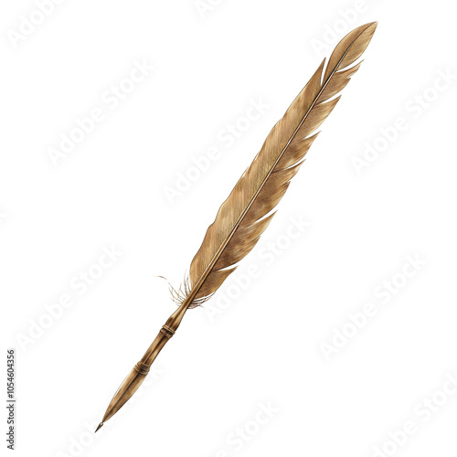 vintage-style quill pen illustration, transparent background photo