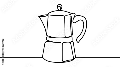 One continuous line illustration of a coffee maker, isolated on white background.