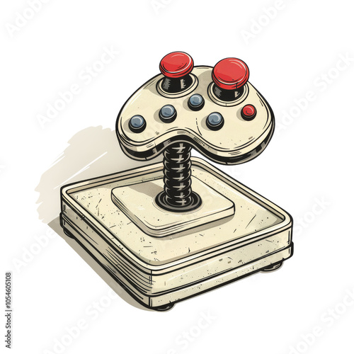 an old-fashioned joystick controller with nostalgic vintage style illustration isolated on transparent background photo