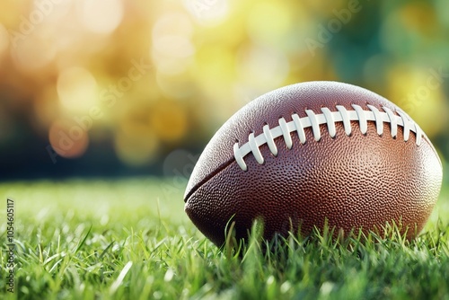 American Football Ball. Selective Focus Background with Copy Space