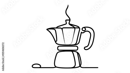 One continuous line illustration of a coffee maker, isolated on white background.