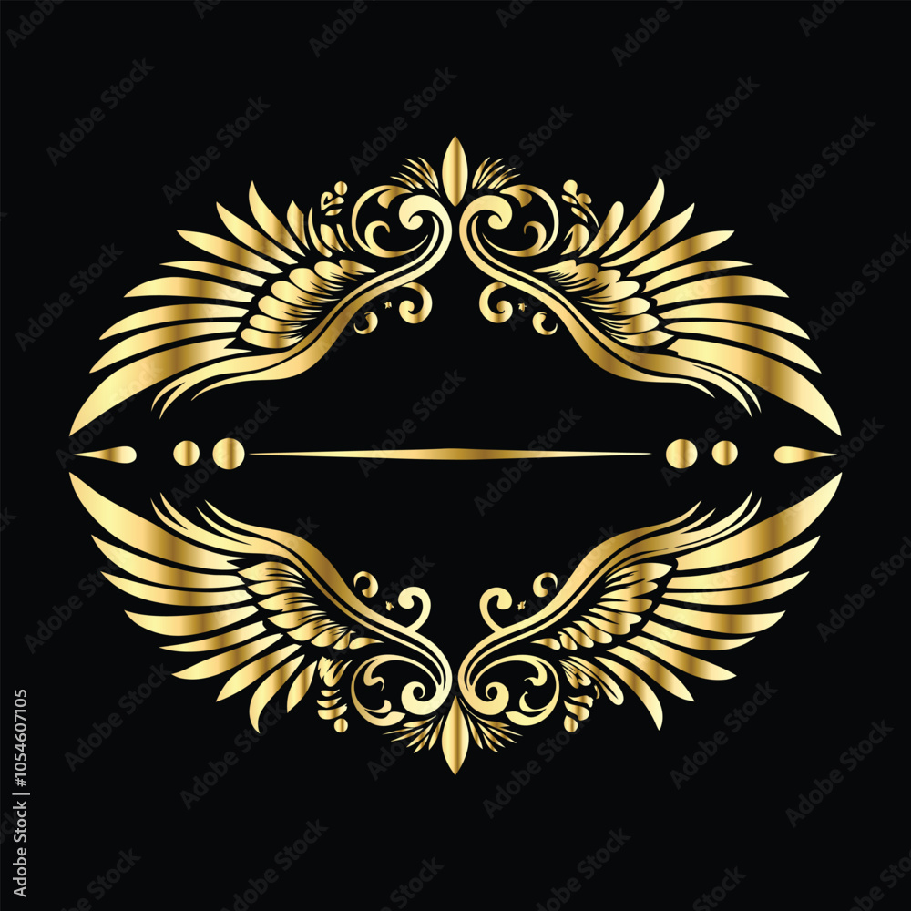 Royal Gold Wing Frames: Iconic Angel and Bird Wings in Decorative Silhouettes Royal Gold Wing Frames: Iconic Angel and Bird Wings in Decorative Silhouettes