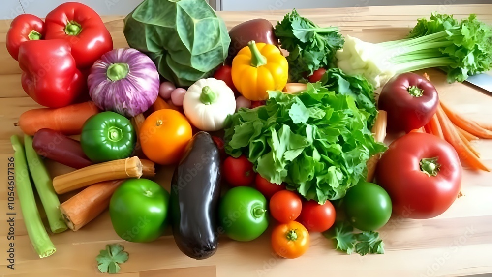 Fresh Vegetables on Kitchen Counter