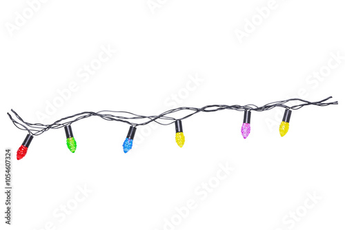 String of christmas lights isolated on white background With clipping path photo