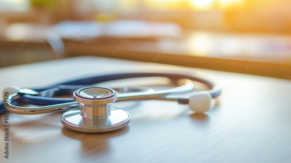 A stethoscope is on a table