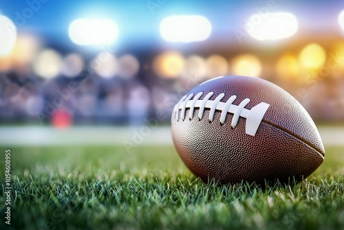 American Football Ball. Selective Focus Background with Copy Space