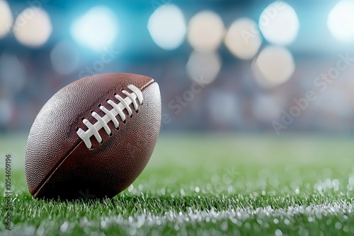 American Football Ball. Selective Focus Background with Copy Space