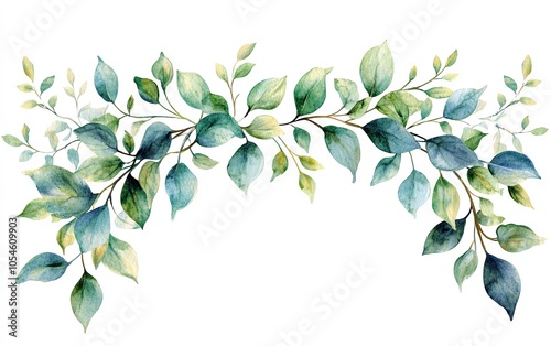 Inviting handpainted watercolor border featuring winter greenery, perfect for crafting elegant Christmas floral frames for cards and decor