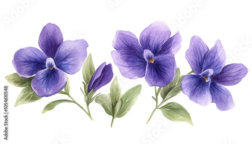 Lovely watercolor bouquet clipart showcasing a variety of violet flowers, perfect for floral designs and wedding stationery elements