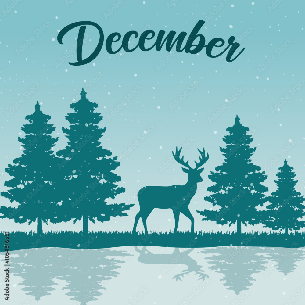Hello December vector. December with winter background. Hello December vector. December with winter background.