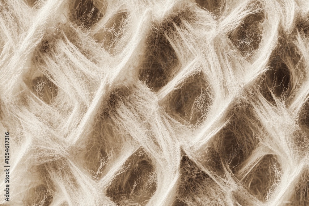 Microscopic view of wool fibers revealing intricate structures and textures under high magnification Microscopic view of wool fibers revealing intricate structures and textures under high magnification