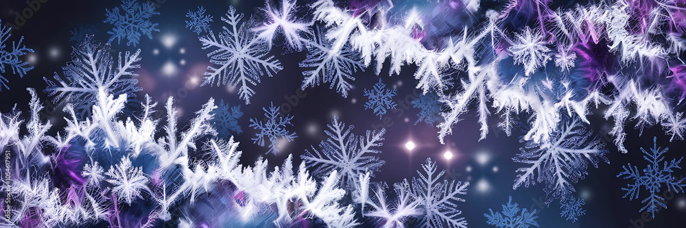 White snowflakes on a dark blue background with pink highlights winter wonderland festive and magical White snowflakes on a dark blue background with pink highlights winter wonderland festive and magical