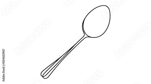 One continuous line illustration of a teaspoon, isolated on white background.