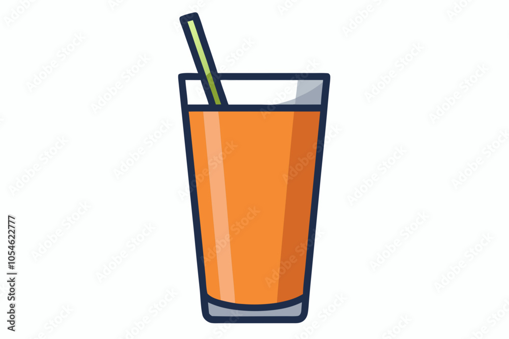 Tall glass full of orange carrot juice with the drinking straw, isolated over white background Tall glass full of orange carrot juice with the drinking straw, isolated over white background