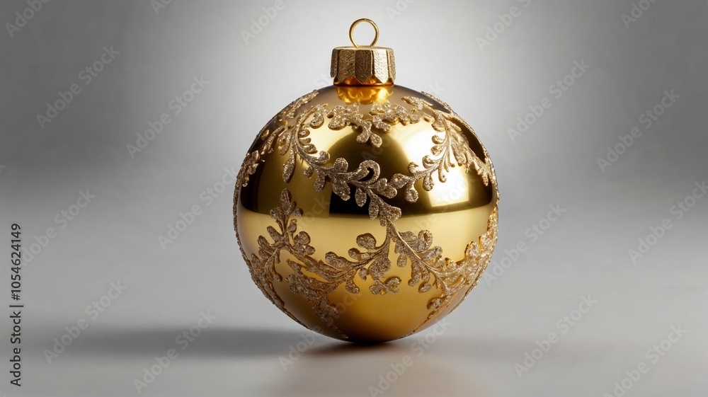Christmas Ornament Ball in Gold - AI Illustrated