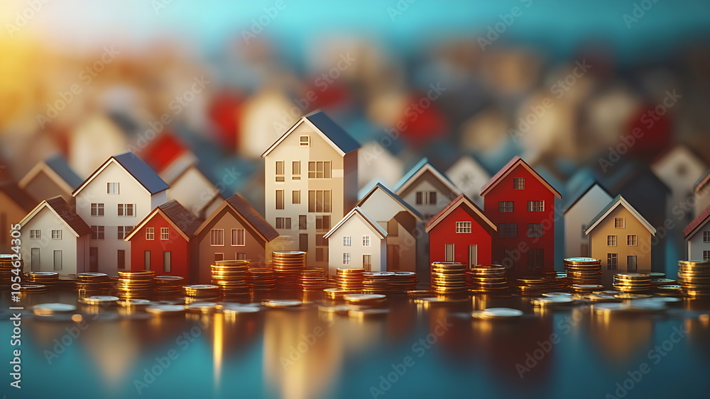 small house model and coins, concept of property investment small house model and coins, concept of property investment