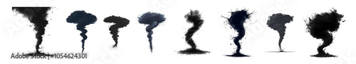 Collection of various tornado silhouettes in different styles and orientations. photo