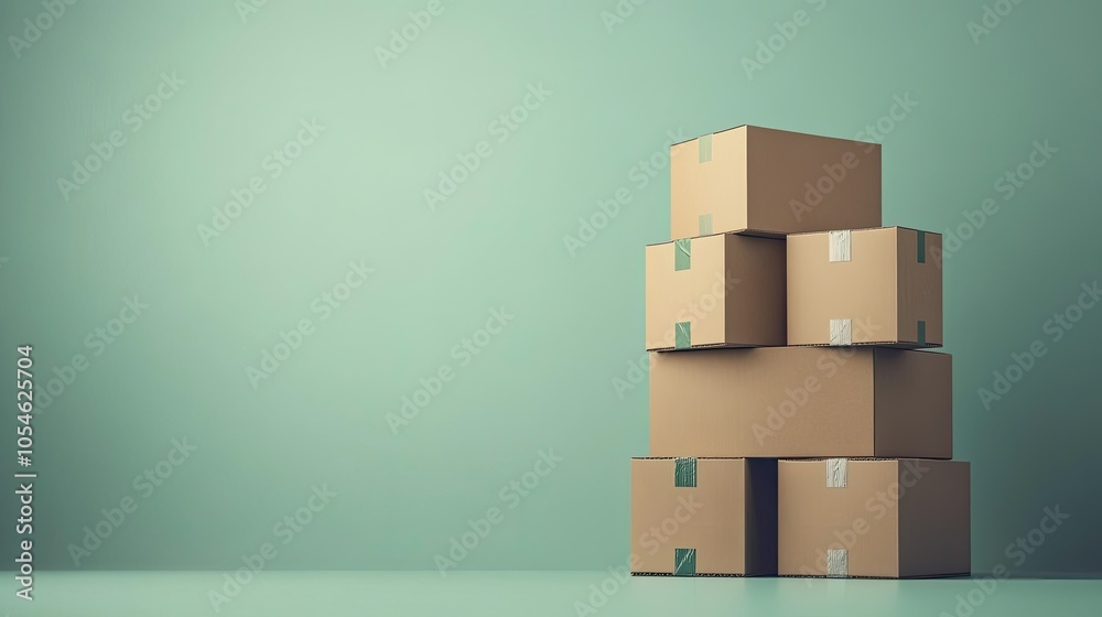 Stacked cardboard boxes on a minimalistic background Stacked cardboard boxes on a minimalistic background