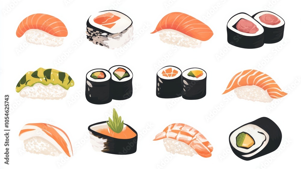 Sushi, minimal design for culinary or Japanese food themes