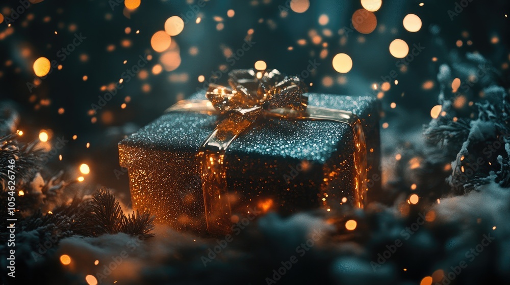 Sparkling Christmas Gift in Magical Atmosphere Sparkling Christmas Gift in Magical Atmosphere