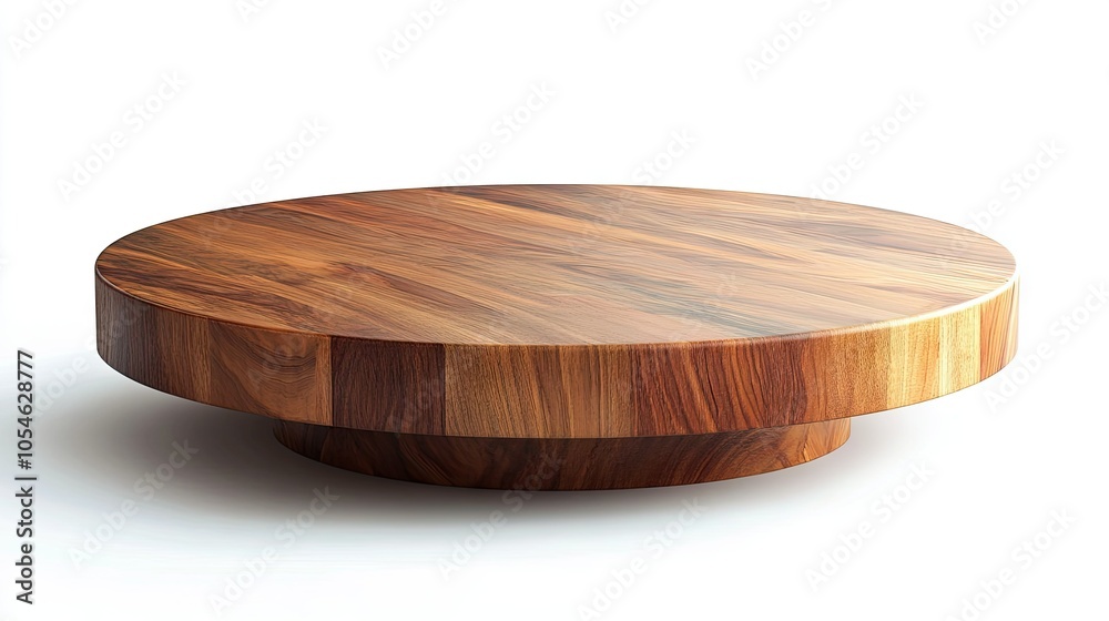 Wooden Round Coffee Table on a White Background