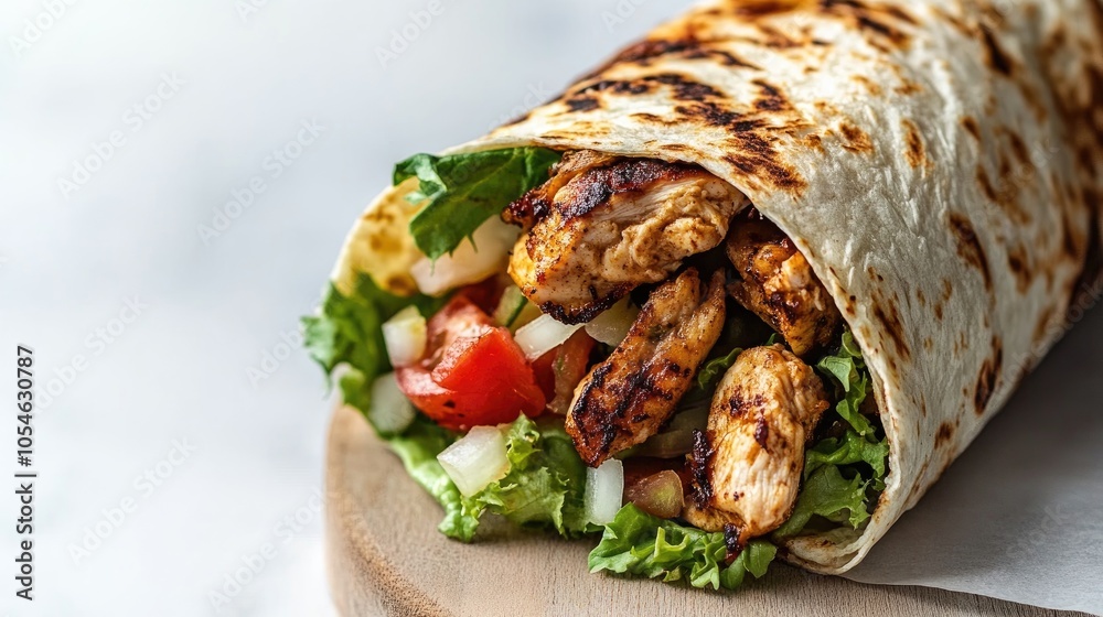 Delicious Chicken Wrap with Fresh Vegetables Delicious Chicken Wrap with Fresh Vegetables