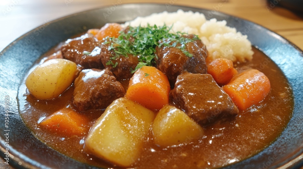 Delicious Beef Stew with Vegetables and Rice Delicious Beef Stew with Vegetables and Rice