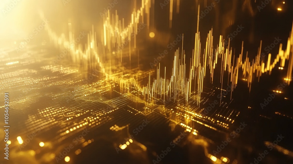 Fototapeta premium Abstract Gold Financial Data Visualization Concept