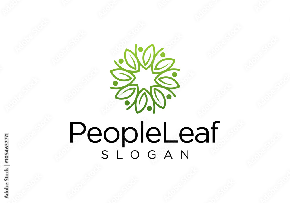 People leaf logo template. Universal creative premium symbol. Vector illustration. Creative Minimal design template.
