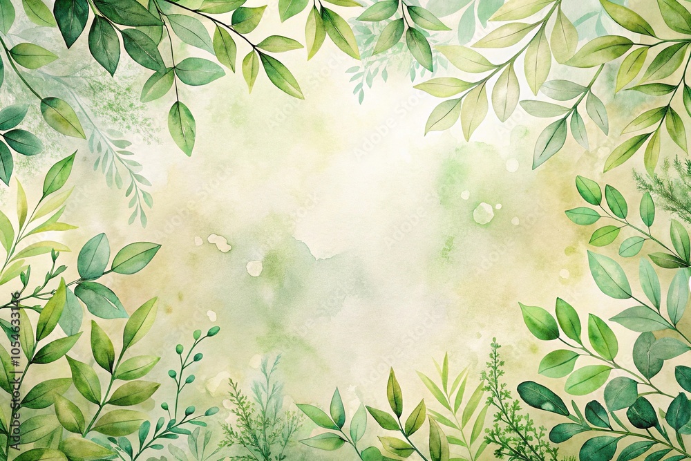 Watercolor greenery background with neutral tones copy space Watercolor greenery background with neutral tones copy space