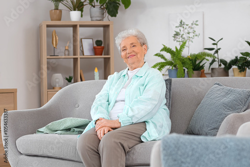 Happy senior woman relaxing...